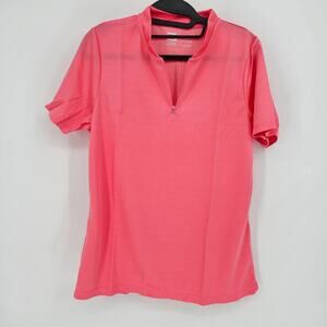 Three Sixty Six Coral 1/4 Zip Activewear Golf Polo Shirt L Stretch Quick Dry New